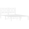 vidaXL Bed Frame White Powder-Coated Steel Full Bed Frame Rectangular