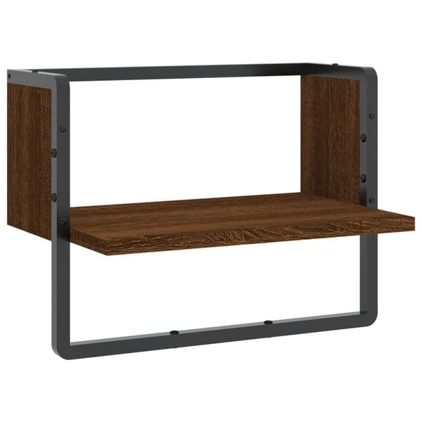 vidaXL Wall Shelf Brown Oak Engineered wood, metal Compact Wall Shelf