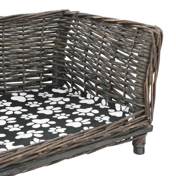 vidaXL Dog Basket Grey & Black and White Willow & Fabric