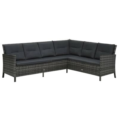 vidaXL 3 Piece Patio Lounge Set with Cushions Poly Rattan Gray