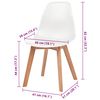 vidaXL Dining Chair Set of 6 White Plastic seat, solid rubberwood legs