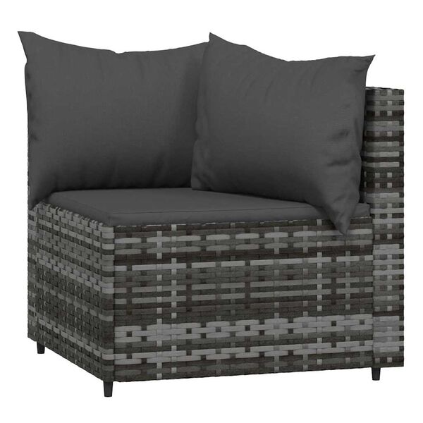 vidaXL Patio Lounge Set Gray PE rattan Standard Adjustable Feet