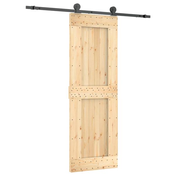 vidaXL Sliding Door with Hardware Set 27.6x82.7" Solid Wood Pine