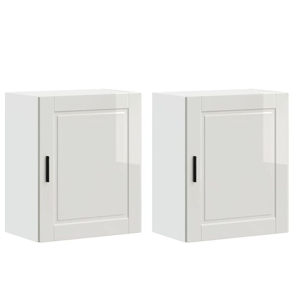 vidaXL Kitchen Wall Cabinet Set of 2 High gloss white Engineered wood