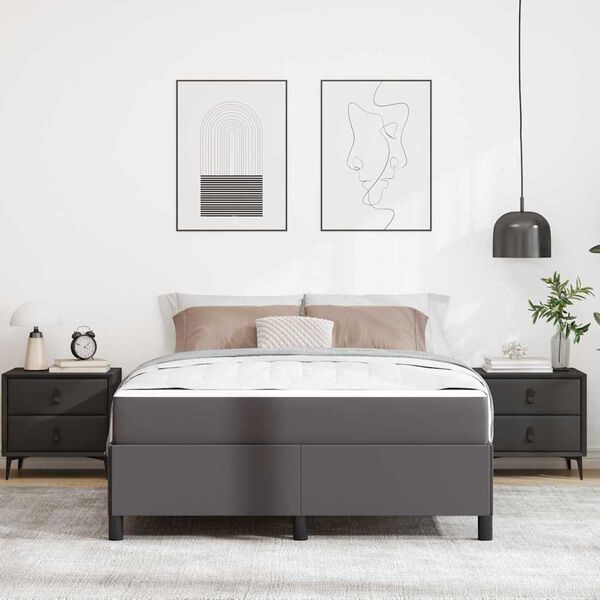 vidaXL Bed Frame with Mattress Grey 55.12 x 78.74 in Fabric