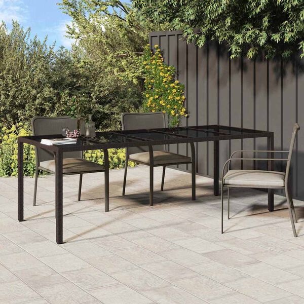 vidaXL Garden Dining Table Brown 98.4 x 39.4 x 29.5 in Poly rattan