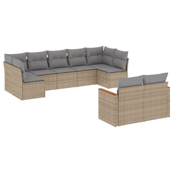 vidaXL Garden Sofa Set Beige PE rattan Medium Adjustable Feet
