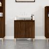 vidaXL Sink Cabinet Brown Oak Engineered Wood, Solid Eucalyptus Wood