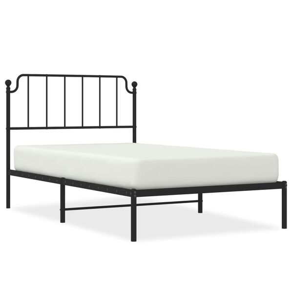vidaXL Bed Frame Black Powder-Coated Steel 42.1 x 79.9 in Bed