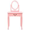 vidaXL Dressing Table with Stool Pink 25.6x14.2x50.4" Paulownia Wood MDF