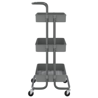 vidaXL 3-Tier Kitchen Trolley Gray 16.5"x13.8"x33.5" Iron and ABS