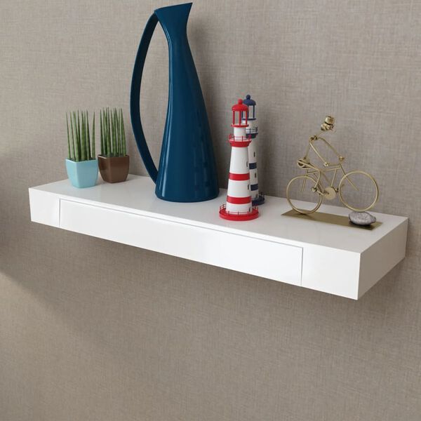 vidaXL Wall Mounted Shelf Set of 2 White MDF 31.5 in