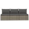 vidaXL 3-Seater Garden Sofa Grey Poly Rattan Large Adjustable Feet