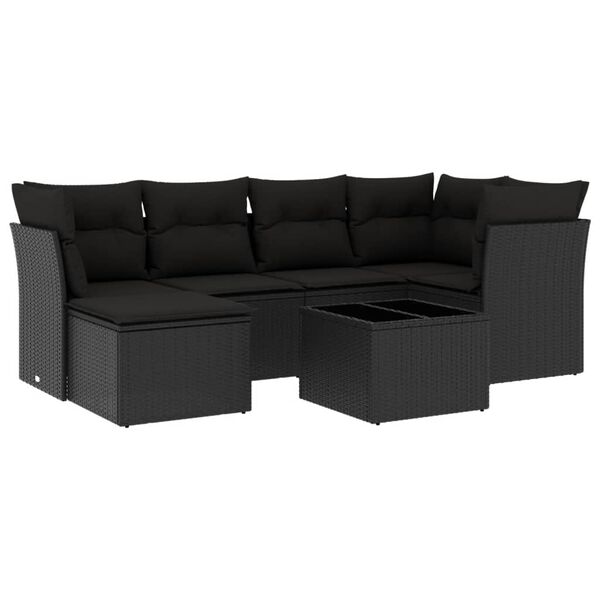 vidaXL Sofa Set Black PE rattan Large Modular Garden Sofa Set