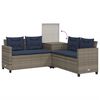 vidaXL Patio Sofa Gray PE Rattan Large UV-Resistant Materials