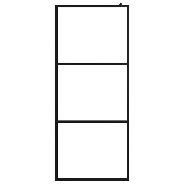 vidaXL Walk-in Shower Wall with Shelf Black 39.4"x76.8" ESG Glass&Aluminum