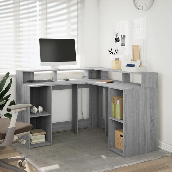 vidaXL Desk Grey Sonoma Engineered Wood Compact Desk Rectangular
