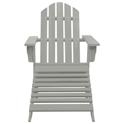 vidaXL Patio Adirondack Chair with Ottoman&Table Solid Fir Wood Gray