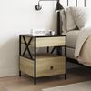 vidaXL Bedside Table Sonoma oak Engineered wood, glass, steel Standard