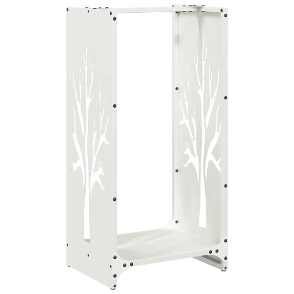 vidaXL Firewood Rack White 15.7x11.8x31.5" Cold-rolled steel