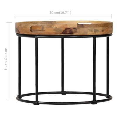 vidaXL Coffee Table Solid Mange Wood and Steel 19.7"x15.7"