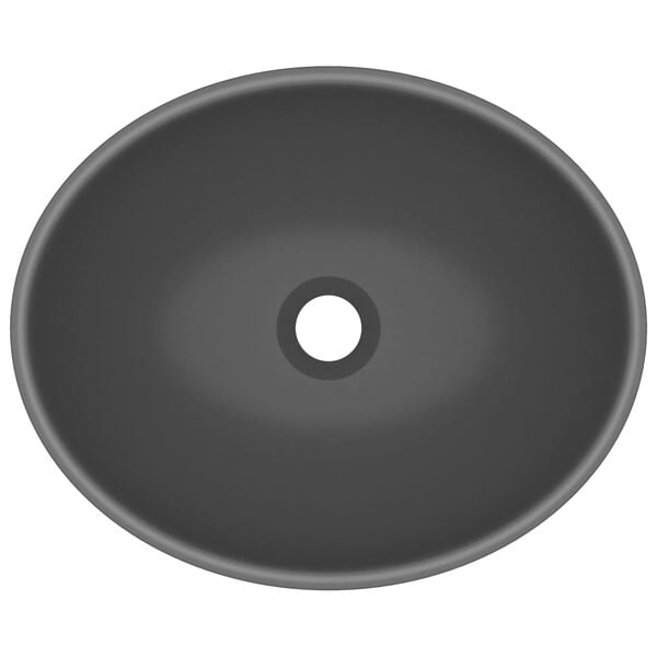 vidaXL Luxury Basin Oval-shaped Matt Dark Grey 15.7x13.0" Ceramic