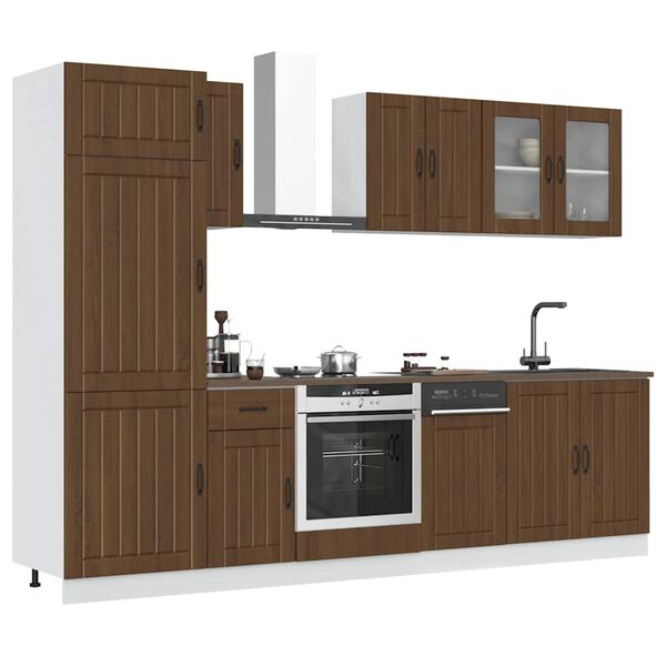 vidaXL Kitchen Cabinet Set Brown Oak Engineered wood, Glass 8-Piece Set
