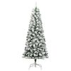 vidaXL Fake Hinged Christmas Tree Green and White PVC, Iron 82.7 in