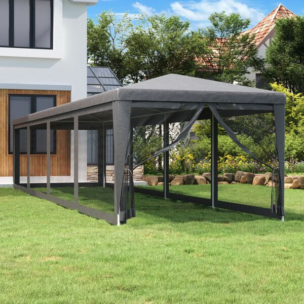 vidaXL Party Tent Anthracite HDPE with coating 10 x 40 ft Collapsible