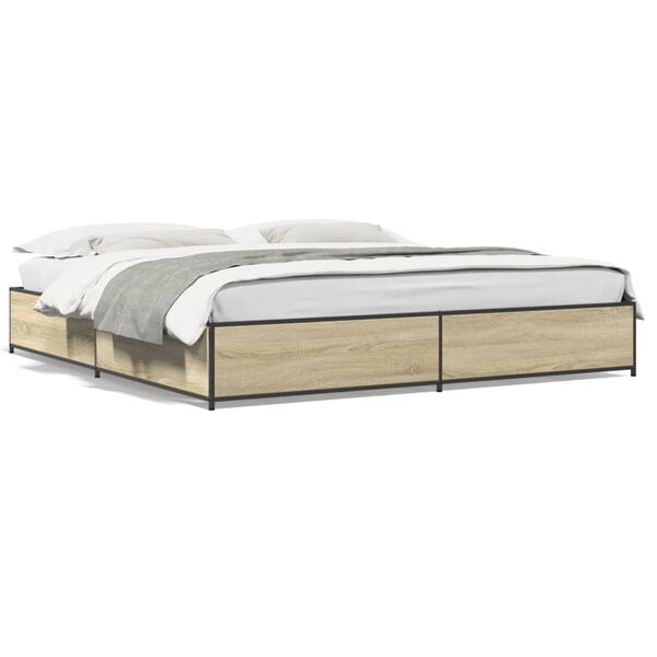 vidaXL Bed Frame Sonoma Oak Engineered Wood Super King Bed Frame