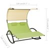 vidaXL Sun Lounger Green and cream Textilene, Steel Double