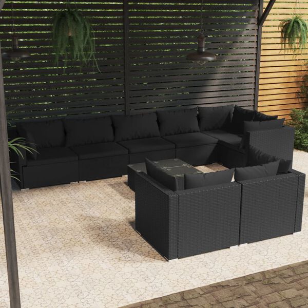 vidaXL Garden Lounge Set Black