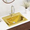 vidaXL Wash Basin with Overflow 23.6x18.1x6.3" Ceramic Gold