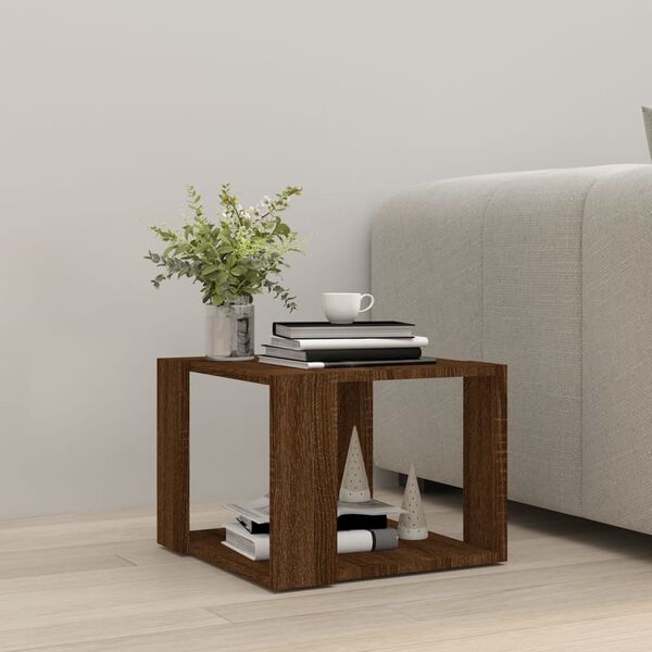 vidaXL Coffee Table Brown Oak Engineered Wood 15.7 in x 15.7 in x 11.8 in