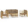 vidaXL Garden Lounge Set Taupe Bamboo, Polyester Medium Modular