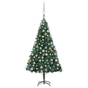vidaXL Artificial Pre-lit Christmas Tree with Ball Set Green 70.9" PVC
