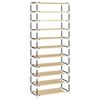 vidaXL Shoe Rack Cream Fabric, Steel Large Shoe Storage Cabinet