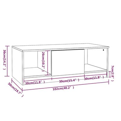vidaXL Coffee Table White 40.2"x19.7"x14.2" Engineered Wood