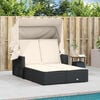 vidaXL Double Sun Lounger Black PE rattan Double-sized