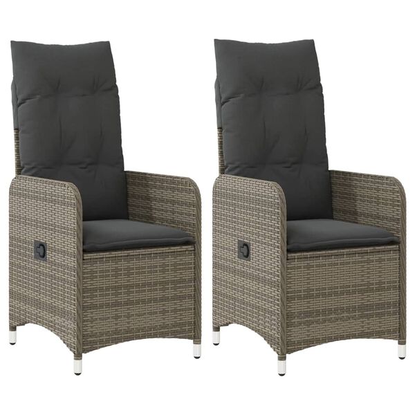 vidaXL Reclining Garden Chair Set of 2 Grey, Dark Grey