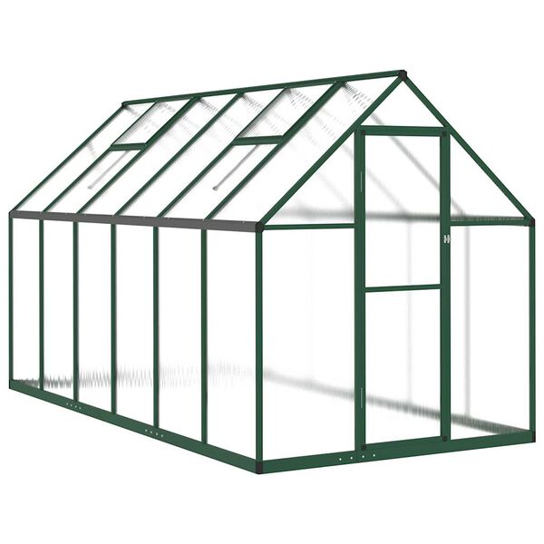 vidaXL Greenhouse Green and Transparent Aluminum, Polycarbonate Large