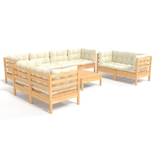 vidaXL Garden Lounge Set Cream Solid pinewood and polyester Medium