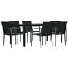 vidaXL Garden Dining Set Black, Dark Grey Poly Rattan, Steel, Tempered Glass