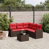 vidaXL 6 Piece Patio Sofa Set with Cushions Brown Poly Rattan