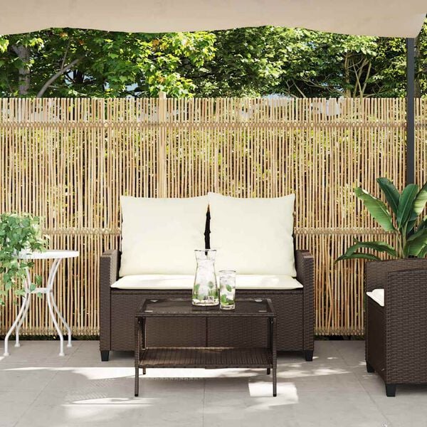 vidaXL Garden Sofa Brown Poly Rattan 2-Seater Size Removable Covers