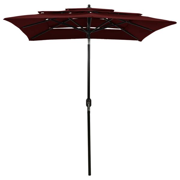 vidaXL Parasol Bordeaux Red Polyester, Powder-Coated Aluminum 6.6x6.6 ft