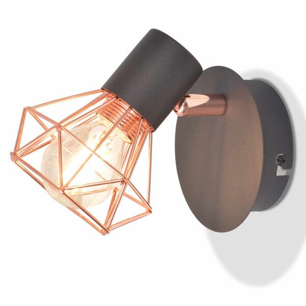 vidaXL Wall Lamp Set of 2 Black and copper Metal base Small