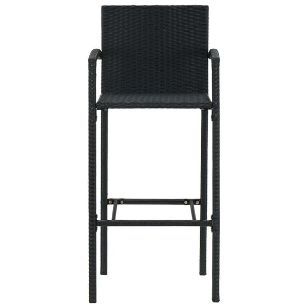 vidaXL Bar Stool Set of 4 Black PE Rattan, Powder-Coated Steel Standard