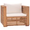 vidaXL 5 Piece Patio Lounge Set with Cream Cushion Solid Teak Wood