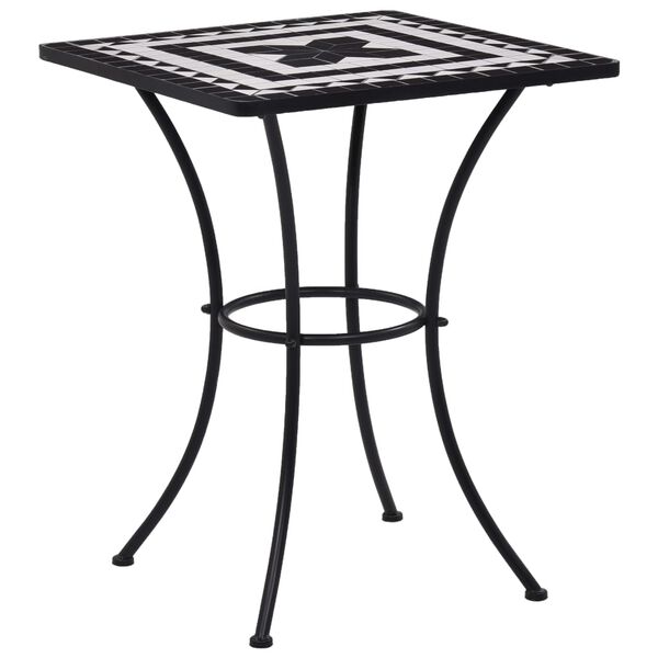 vidaXL Mosaic Bistro Set Black and White